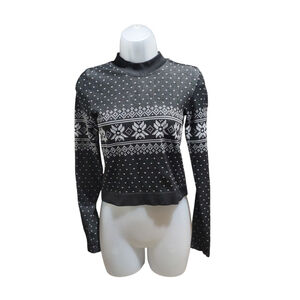 Avia Women's Mock Neck Cropped Top Black White Medium